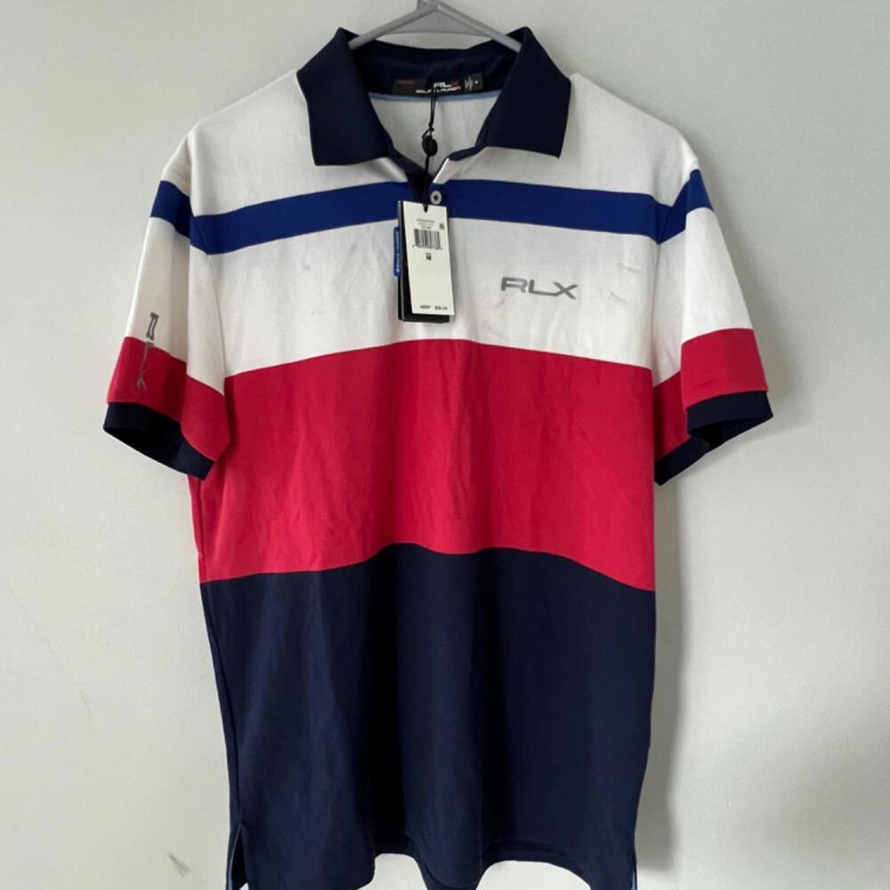 Ralph Lauren Pro Fit Men’s Polo Shirt - Size M, Red/White/Blue Tri-Color